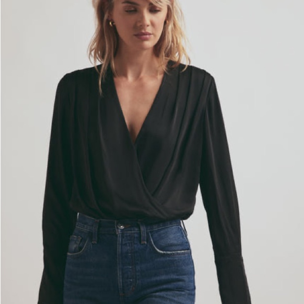 Elegant Black Women's Wrap Bodysuit